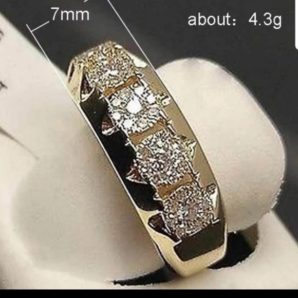 *NEW* 14k gold over Sterling silver 925 Yellow Gold Round Cut Diamond Ring - Picture 6 of 6